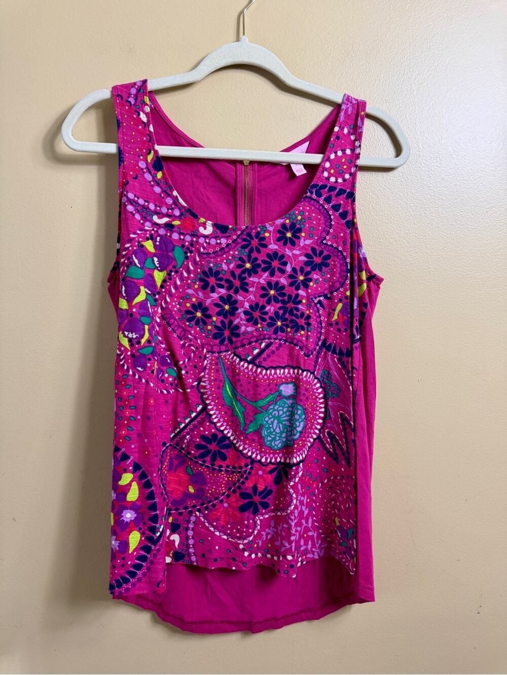 Lilly Pulitzer Hart Tank Top Garden Menagerie pink paisley large